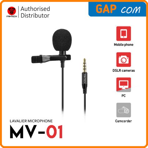 Jual Mic Clip On Microphone Fantech Mv Lavalier Mm Trrs For Dslr