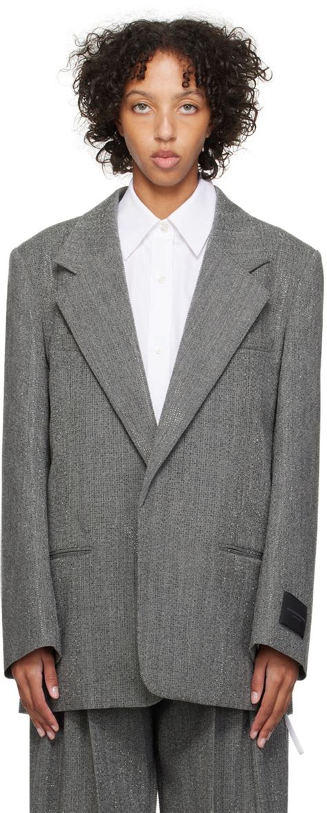 Buy Alexander Wang Gray Oversized Blazer Grey Black At Off