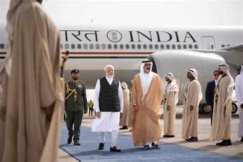 Crown Prince Of Abu Dhabi Receives Prime Minister Of India At Start Of