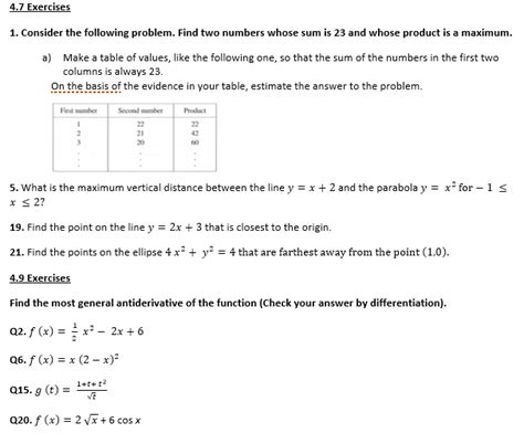 Solved Consider The Following Problem Find Two Numbers Chegg