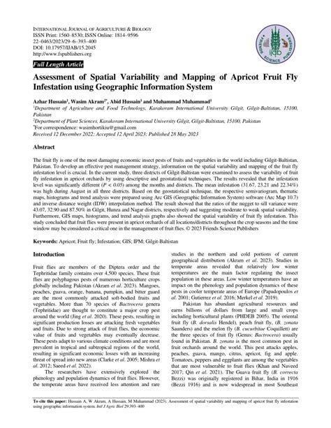 Pdf Assessment Of Spatial Variability And Mapping Of Apricot Fruit