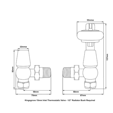 Kingsgrove 15mm Inlet Thermo Radiator Valve Antique Brass