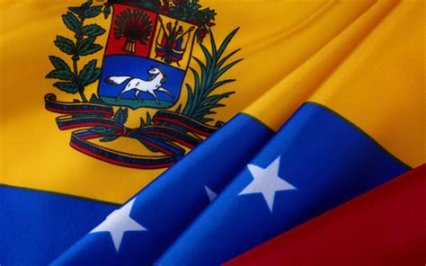 Download wallpapers Flag of Venezuela, silk flag, coat of arms ...