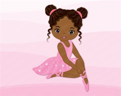 African American Ballerina Clipart Vector Ballerina Clipart Etsy