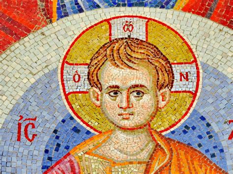 Free picture: child, Christ, christianity, mosaic, saint, art, old, wall