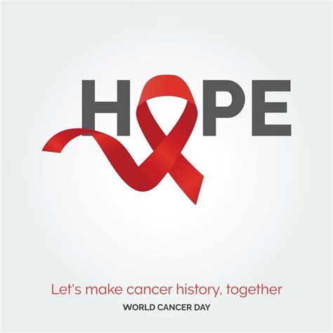 Hope Ribbon Typography Lets Make Cancer History Together World Cancer Day 18985920 Vector