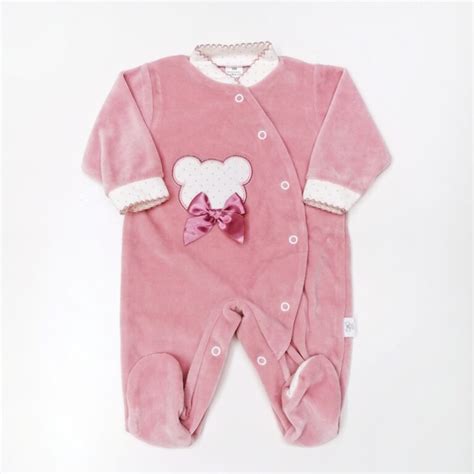 Babygrow Veludo Ursinho Rosa Velho Ikisbaby Loja Online