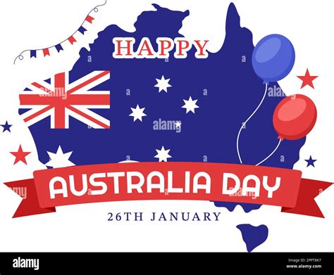 Feliz Día de Australia Observado cada año el 26th de enero con banderas