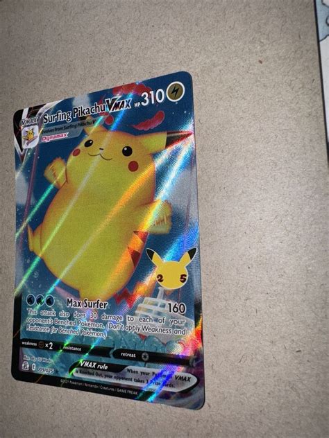 Surfing Pikachu VMAX 009 025 Celebrations Ultra Rare Holo Pokemon TCG