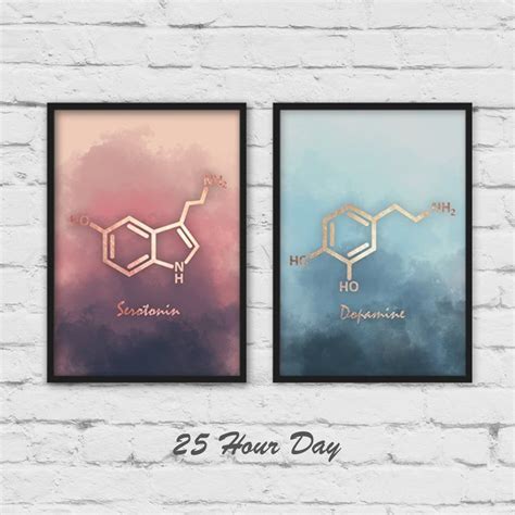 Wall Art Set, Serotonin molecule Art, Dopamine molecule art, Chemistry ...