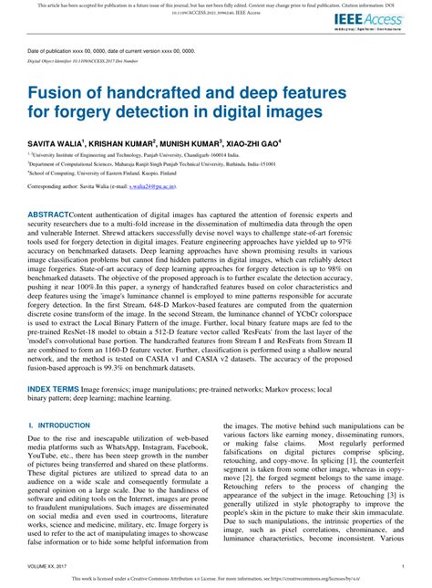 (PDF) Fusion of Handcrafted and Deep Features for Forgery Detection in ... 