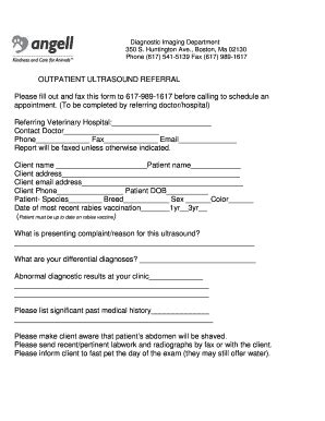 Fillable Online Outpatient Ultrasound Referral Mspca Org Fax Email