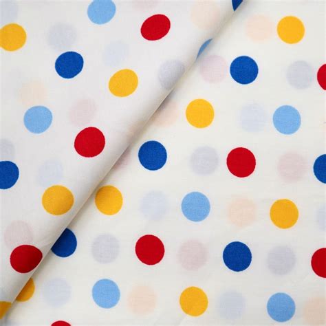 Colorful Polka Dot Cotton Fabric Red Yellow Blue And Light Etsy