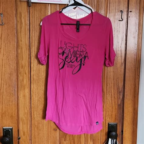 Victoria S Secret Tops Supermodel Essentials Lights Camera Sexy Hot Pink Shirt Poshmark