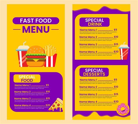 Fast Food Restaurant Menu Vector Art Icons And Graphics For Free Download