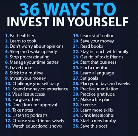 36 Ways To Invest In Yourself Invest Walls