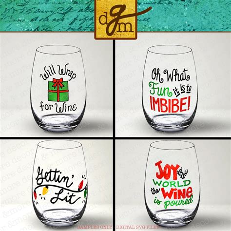 Funny Christmas Wine Glass Svg File Bundle Christmas Wine Etsy Australia