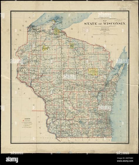 Mapa Del Estado De Wisconsin Relieve Mostrado Por Hachures Primer