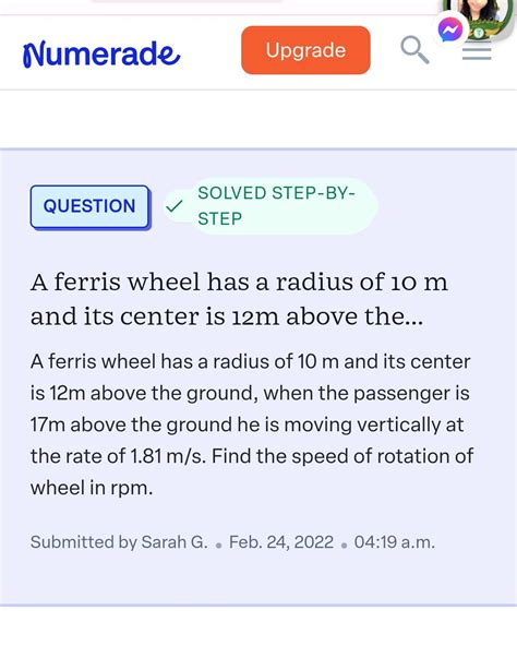 Solved Numerade Upgrade Question Solved Step By Step A Ferris Wheel