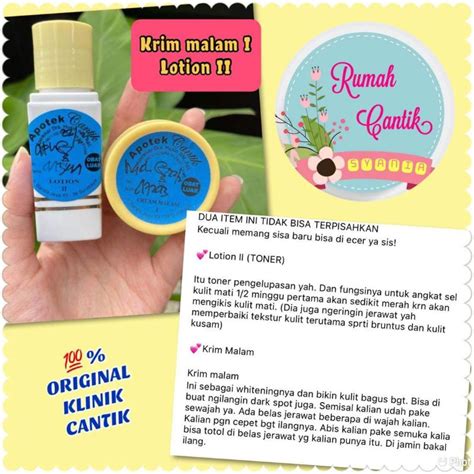 Jual KRIM MALAM LOTION II KLINIK CANTIK BARATAJAYA SURABAYA Shopee