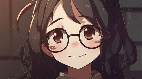 Anime Girl Wearing Glasses With A Smile Is Wearing Glasses Background