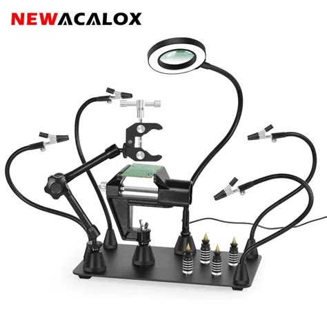 NEWACALOX Magnetic Rotating Circuit Board Holder Soldering Helping Hands Hot Frame X LED