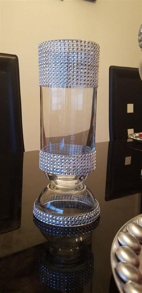 10 12 Cylinder Pedestal Rhinestone Vase Etsy In 2022 Vase