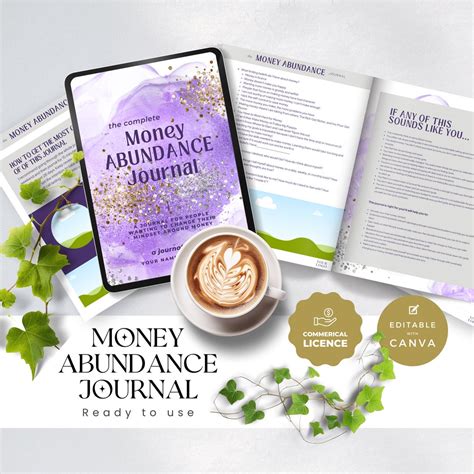 Money And Abundance Journal Law Of Attraction Coach Manifest Planner Commerical Use Editable