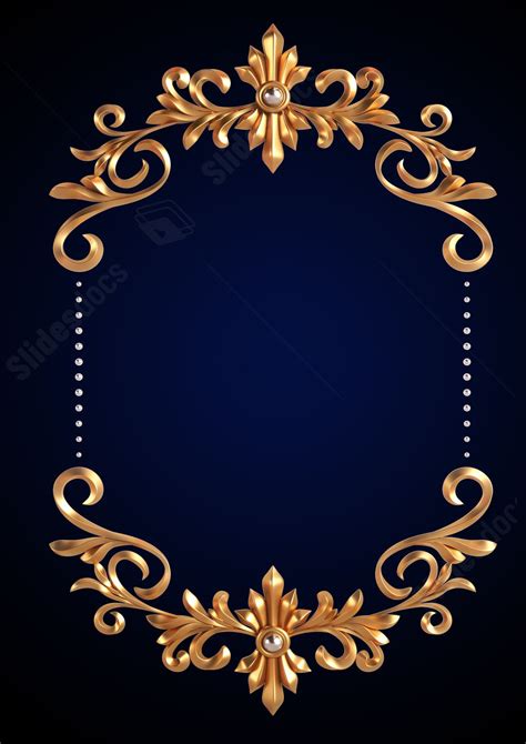 Dark Blue 3d Golden Border Page Border Background Word Template And