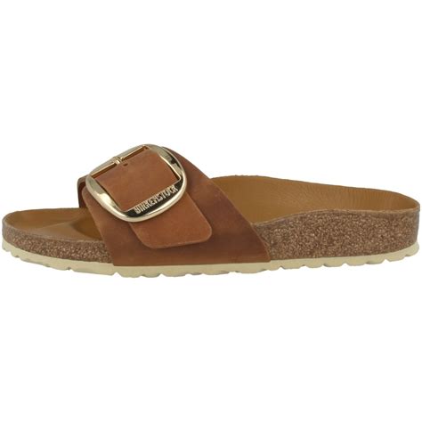 Birkenstock Madrid Big Buckle Ge Ltes Nubukleder Schmal Pantolette Braun