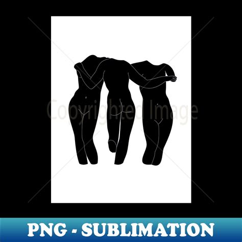 3 Naked Goddesses Black Exclusive Sublimation Digital File Inspire