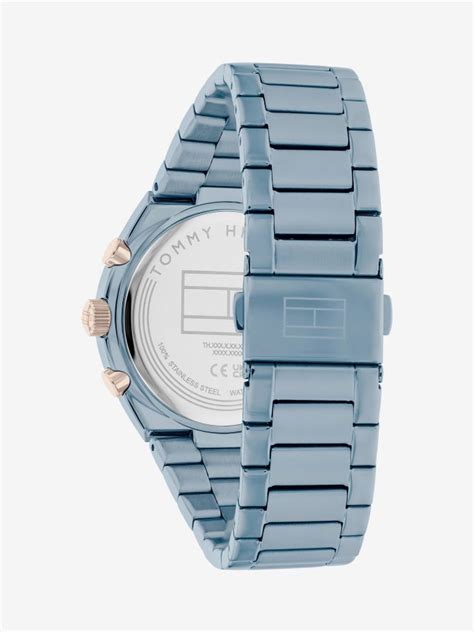 TOMMY HILFIGER CARRIE WOMEN S BLUE DIAL IONIC PLATED ICE BLUE STEEL