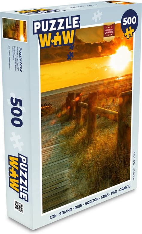 Puzzel Zon Strand Duin Horizon Gras Pad Oranje Legpuzzel