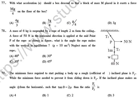 Neet Ug Physics Laws Of Motion Mcqs Multiple Choice Questions