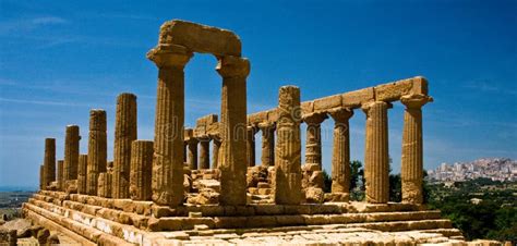 Valley Of The Temples Agrigento Stock Image - Image of blue, temple ...