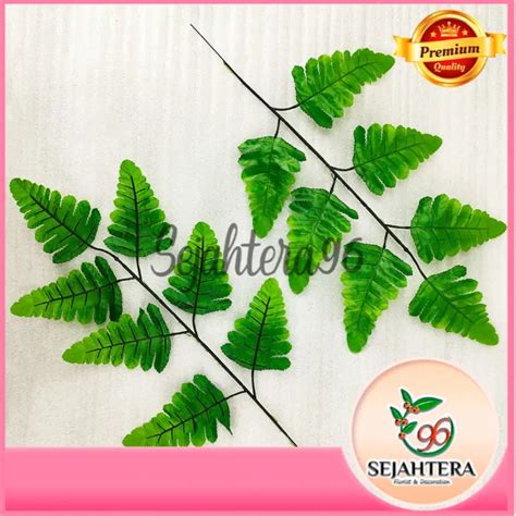 1 LUSIN DAUN PAKIS LEATHER FERN ARTIFICIAL DAUN PAKU LAUT DEKORASI