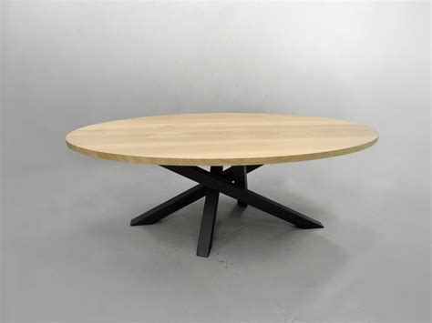 Table Mikado Ovale Pied Central Métal Et Bois Massif Français