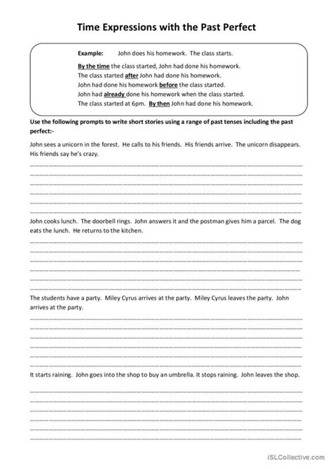 Time Expressions With The Past Perfe English Esl Worksheets Pdf Doc