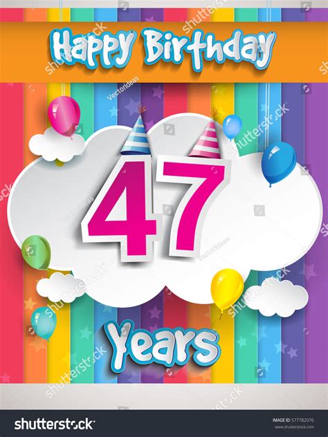 47 Years Birthday Celebration Balloons Clouds Stock Vector (Royalty ...