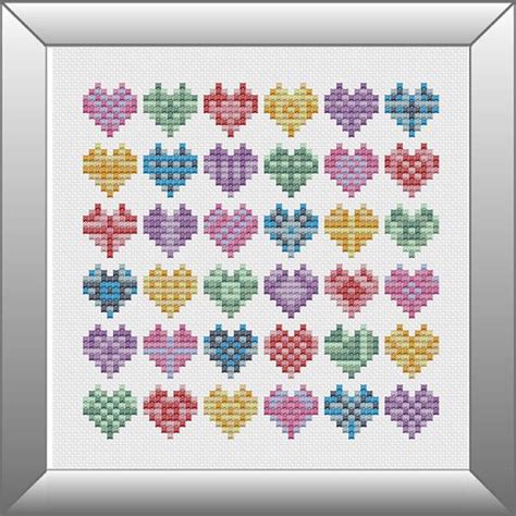 Mini Hearts Cross Stitch Pattern Dmc Threads Pdf By Knitsewmake Cross