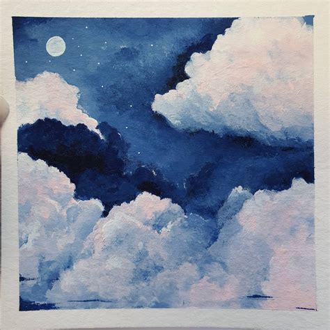 ORIGINAL Dream Sky 2 Gouache Painting Square - Etsy