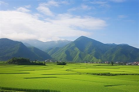 Green Fields With Mountains In The Background Architecture Season