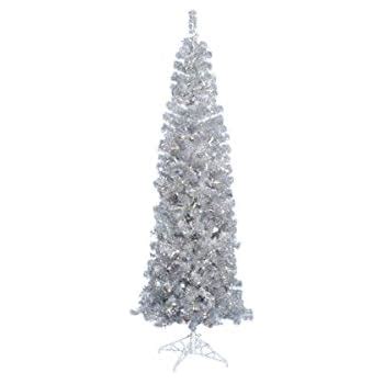 Amazon Vickerman Pre Lit Silver Artificial Pencil Tinsel Christmas