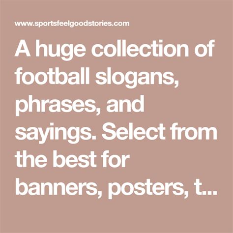 Football Slogans Sayings Mottos And Phrases For Your Team Football