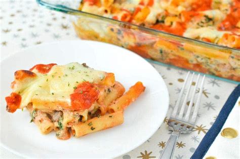 Baked Ziti Casserole with Mushrooms and Spinach Recipe