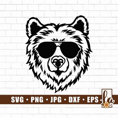 Bear With Glasses Svg Grizzly Bear Face Svg Mama Bear Face Etsy