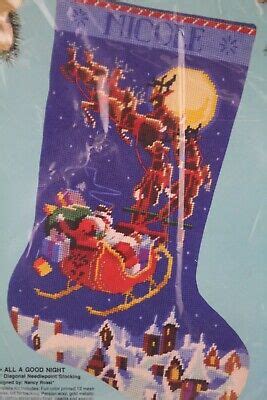 Bucilla Christmas Needlepoint Stocking Kit TO ALL A GOODNIGHT 60708