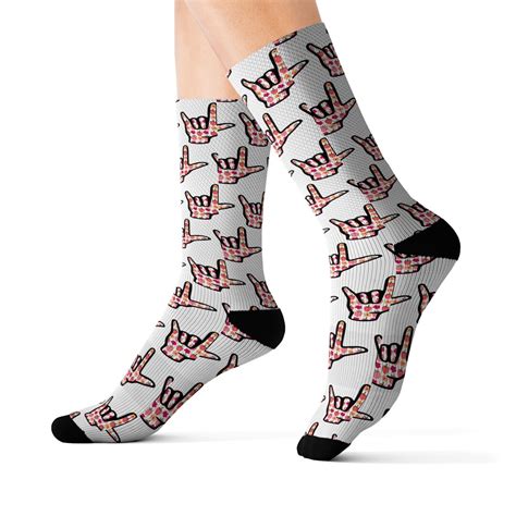 Asl Novelty Socks American Sign Language T Crew Socks Etsy