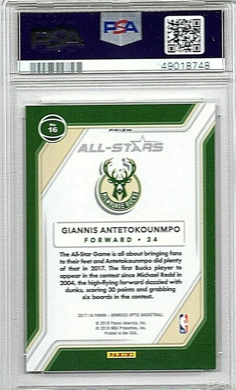 Panini Donruss Optic Giannis Antetokounmpo All Star Holo Psa