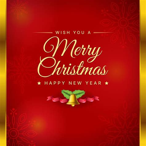 Merry Christmas Greeting With Red Background Snowflakes Vector 40519603